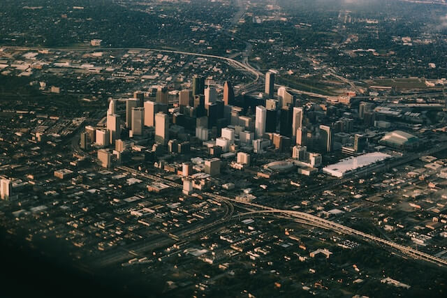 aerial view of Houston city buildings during daytime